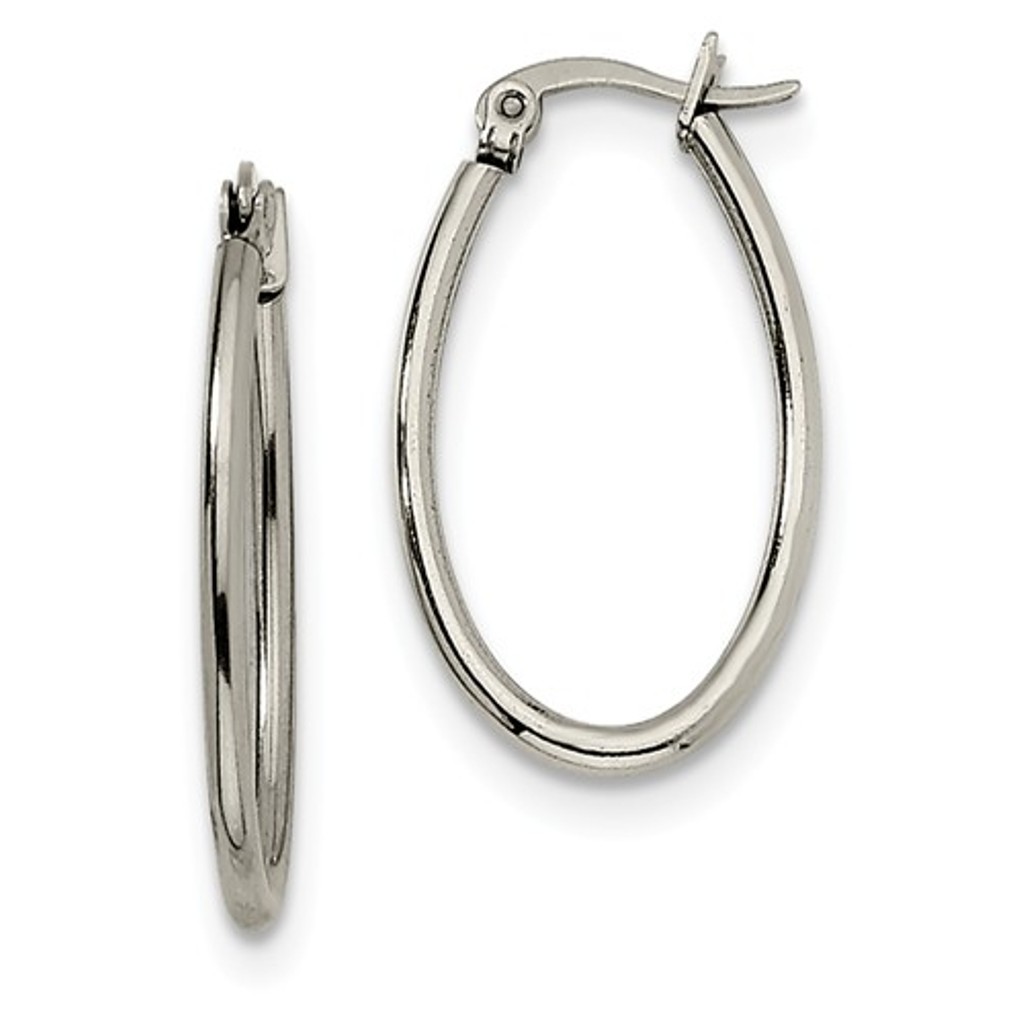 Stainless Steel Diameter Oval Hoop Earrings
