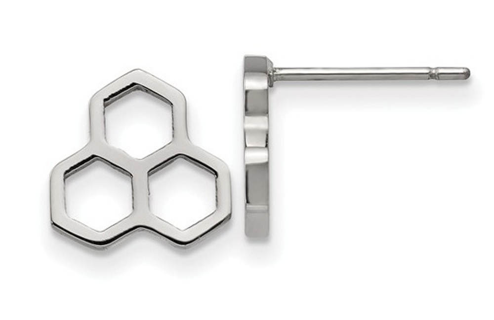 Stainless Steel  Honeycomb Post Earrings