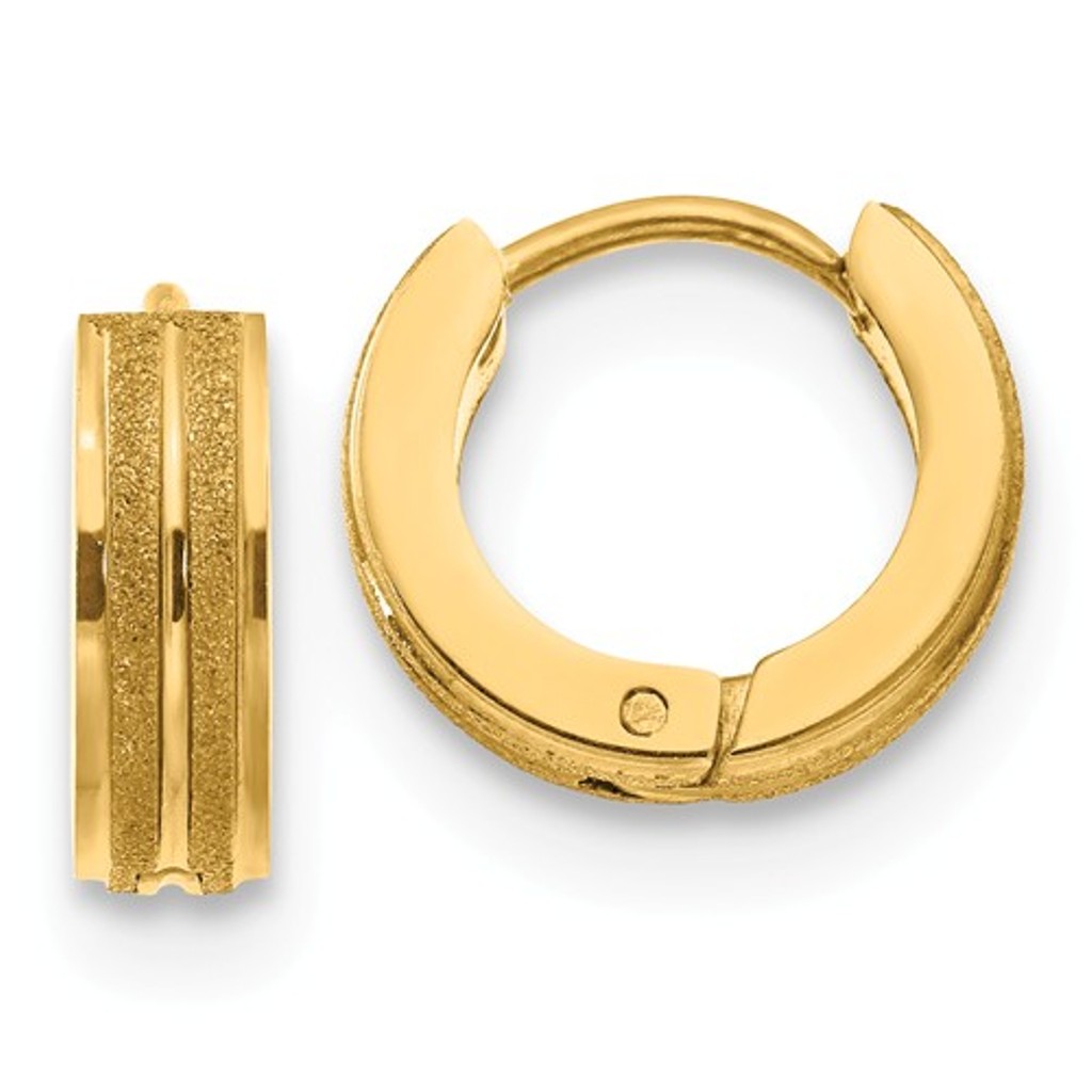 Yellow IP Stainless Steel  Laser Cut Hinged Hoop Earrings