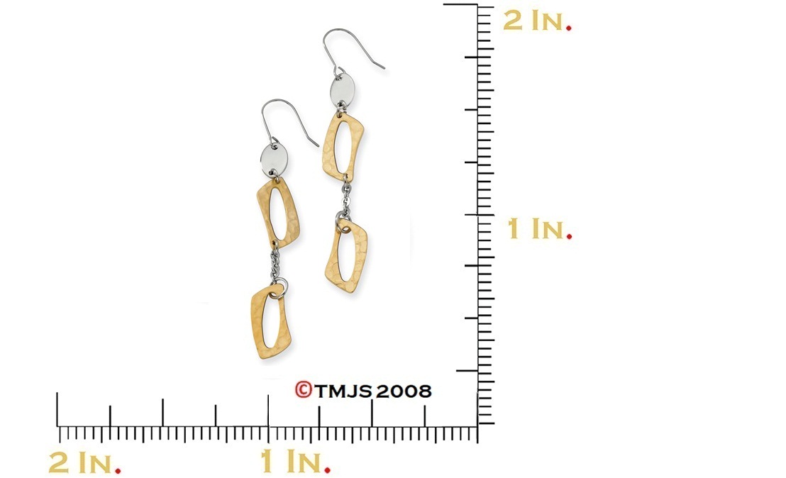 Yellow IP Stainless Steel Square Link Earrings