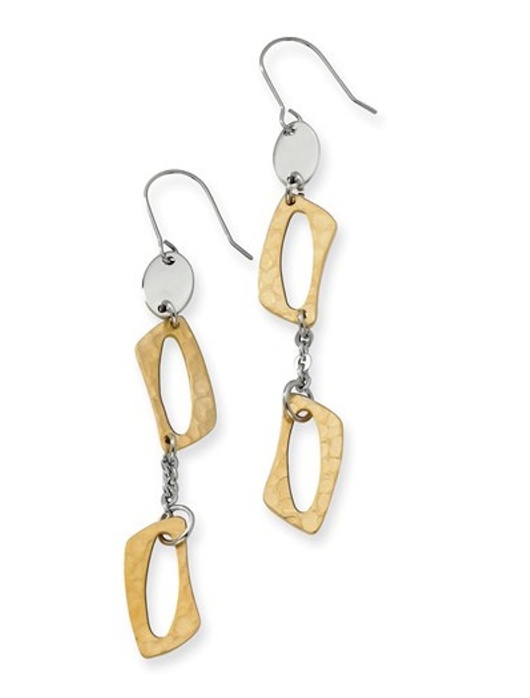 Yellow IP Stainless Steel Square Link Earrings