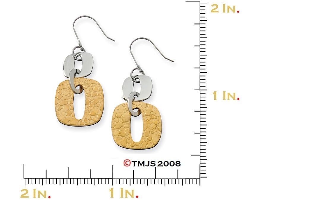 Yellow IP Stainless Steel Square Link Earrings