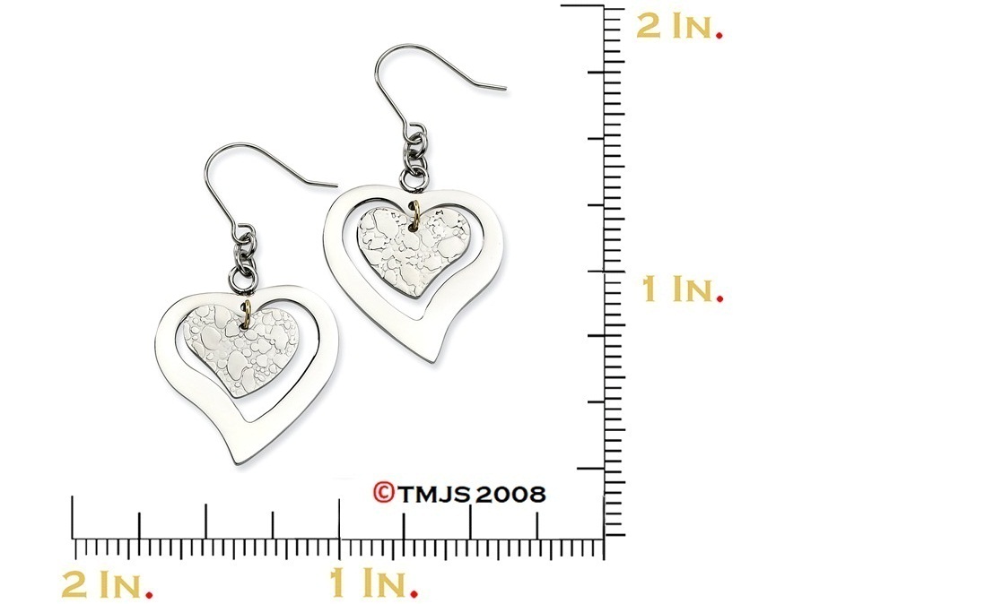 Stainless Steel Heart Dangle Earrings