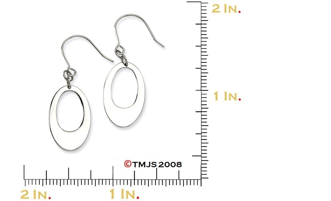 Stainless Steel Cutout Oval Dangle Earrings