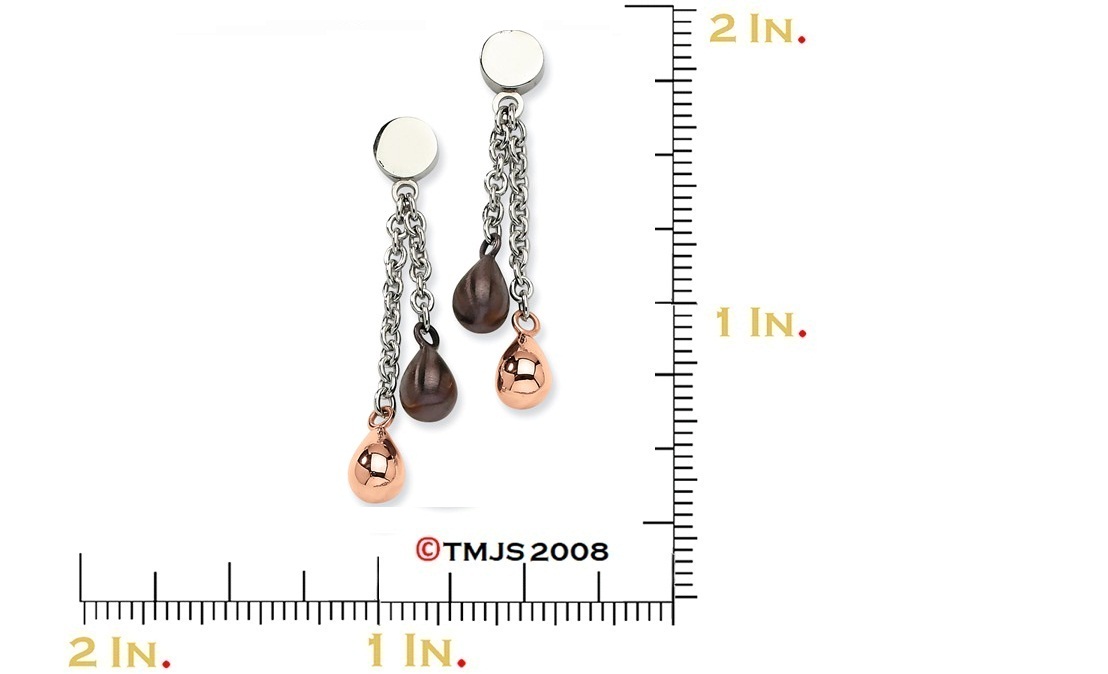  Rose and Brown IP Teardrops Post Earrings