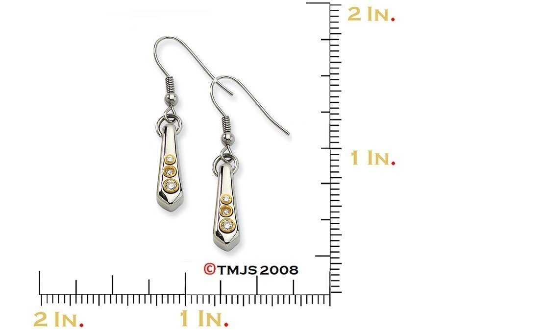 Yellow IP Stainless Steel Teardrop with CZ Earrings