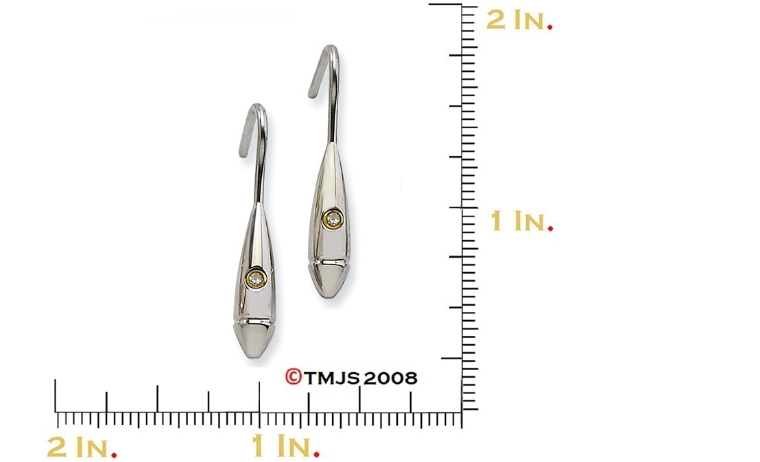Yellow IP Stainless Steel CZ Oval Dangle Earrings