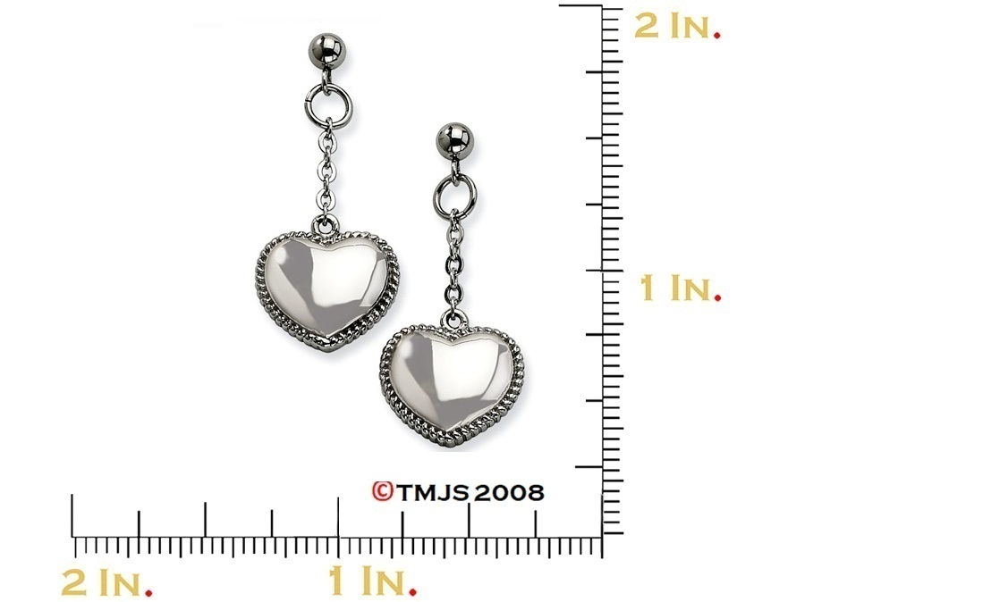 Stainless Steel Heart Post Dangle Earrings