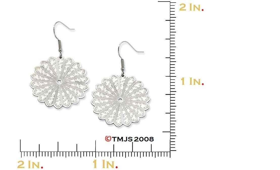Stainless Steel Scalloped Edge Dangle Earrings