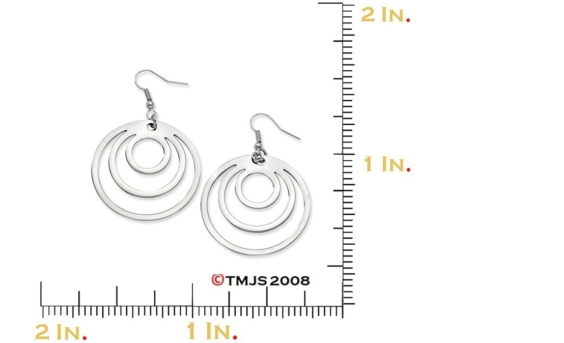 Polished Stainless Steel Circle Dangle Earrings