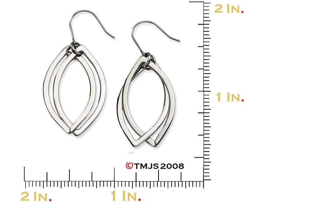 Polished Stainless Steel Ovals Dangle Earrings