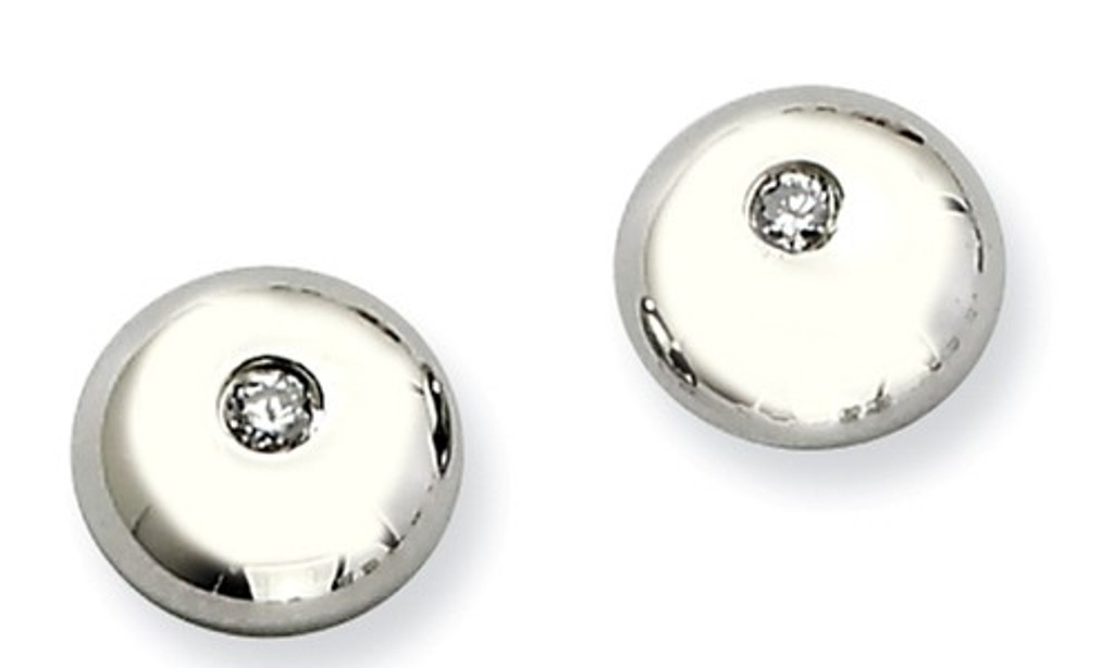 Stainless Steel CZ Round Post Earrings