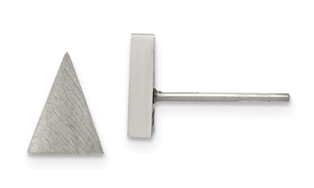 Brushed Stainless Steel Triangle Post Earrings