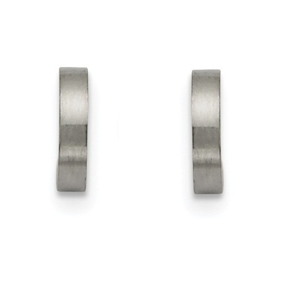 Brushed Stainless Steel Half Hoop Post Earrings