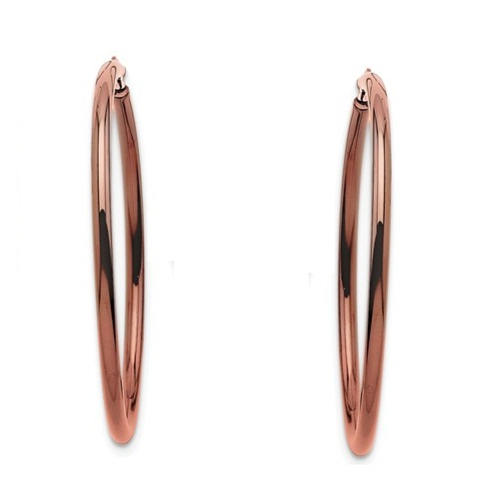 Brown IP Stainless Steel Round Hoop Earrings