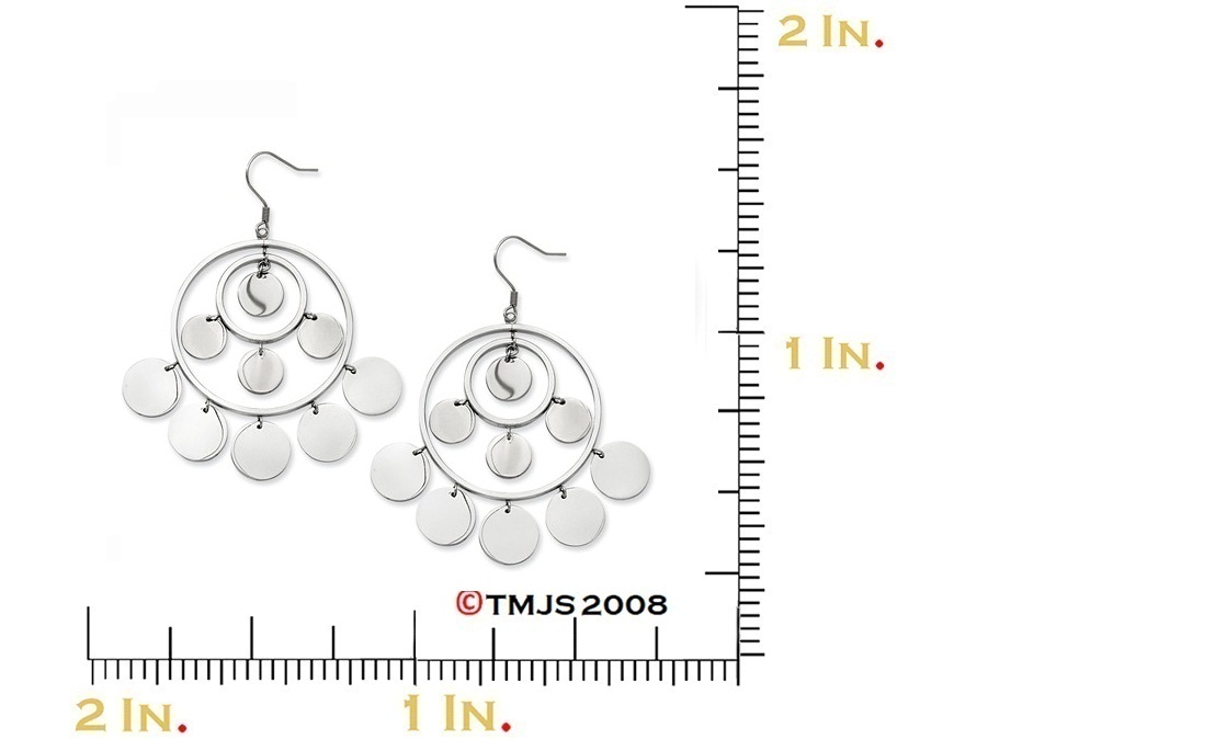 Polished Stainless Steel Circles Dangle Earrings