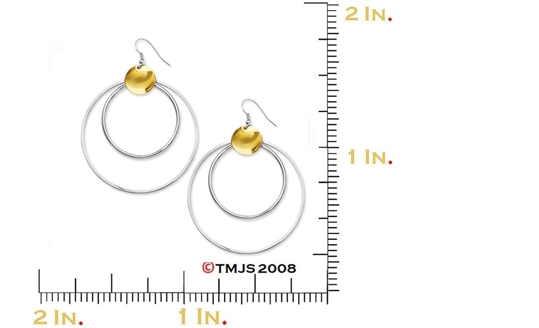 Yellow IP-Plated Stainless Steel Circle and Large Circle Dangle Earrings