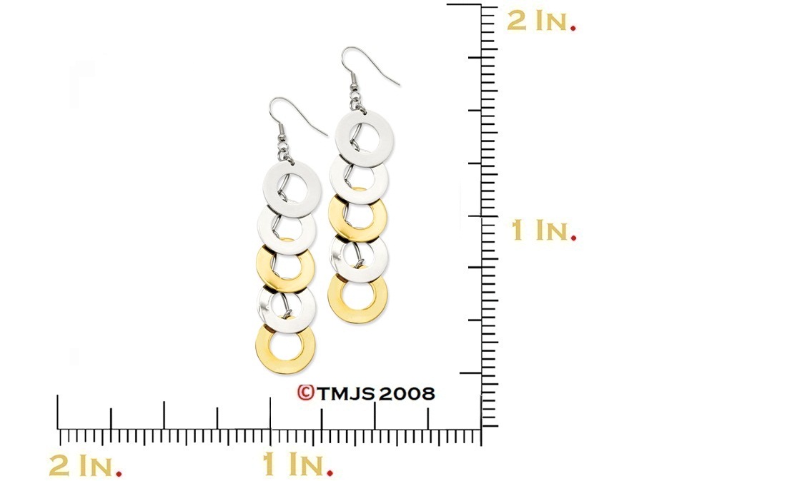 Yellow IP-Plated Stainless Steel Circle Dangle Earrings
