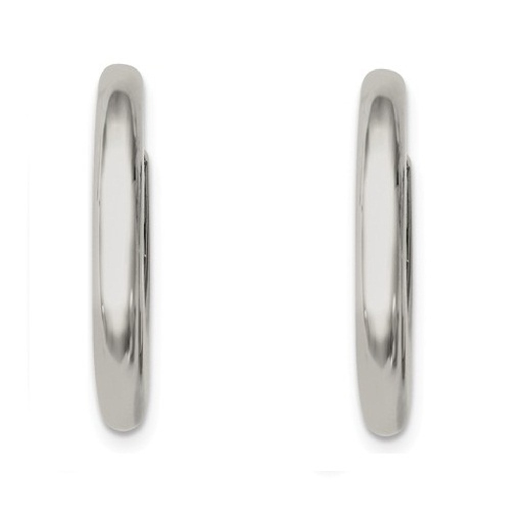 Polished Stainless Steel Hollow Hoop Earrings 