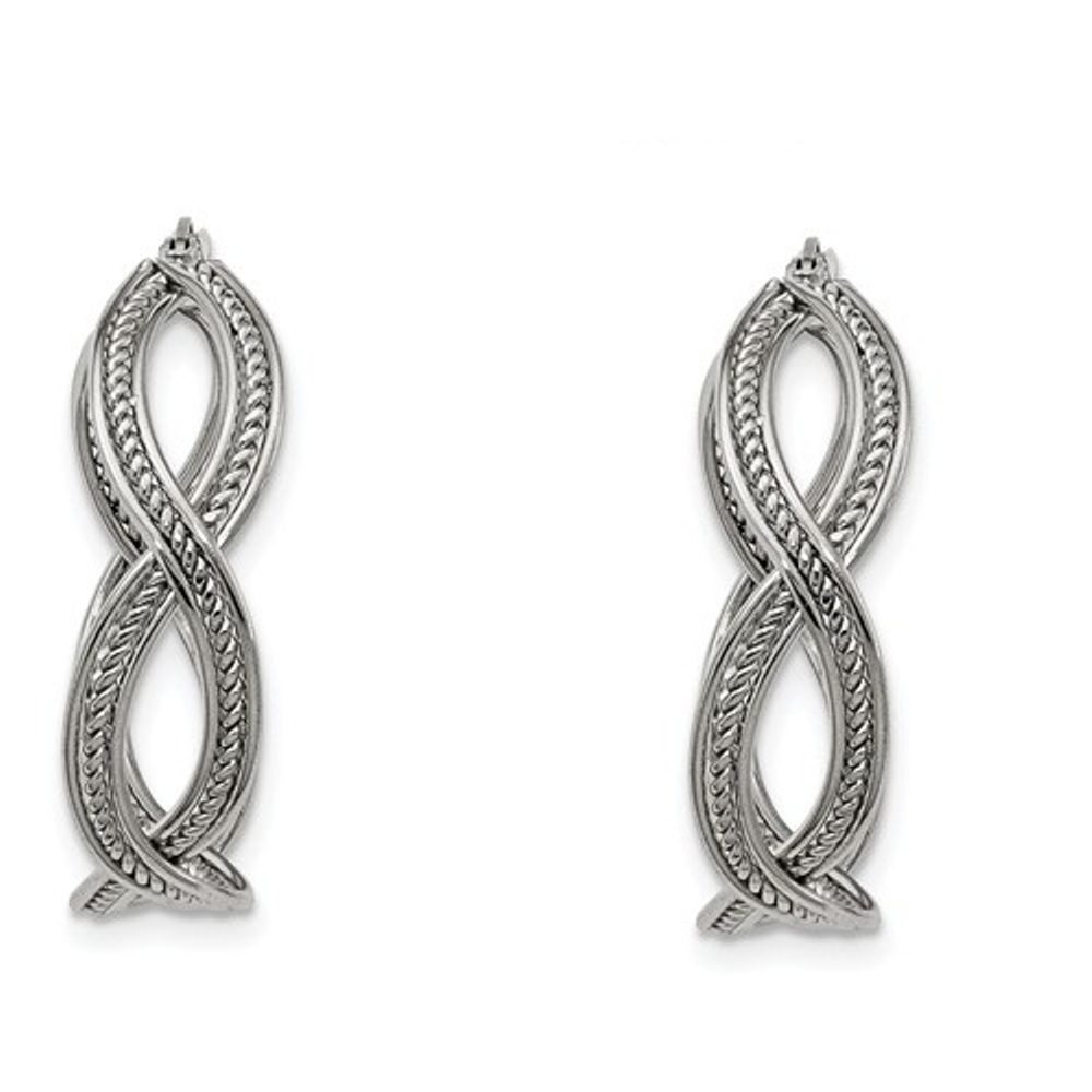 Polished Stainless Steel 35mm Twisted Hoop Earrings
