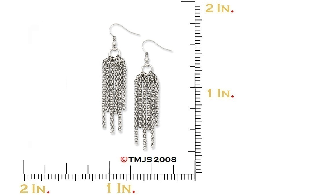 Polished Stainless Steel Multistrand Dangle Earrings