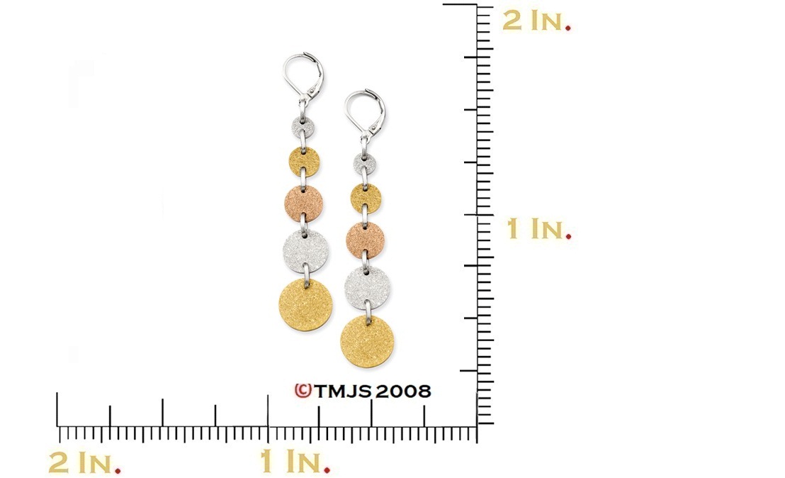 Tri-Color IP-Plated Stainless Steel Discs Leverback Earrings