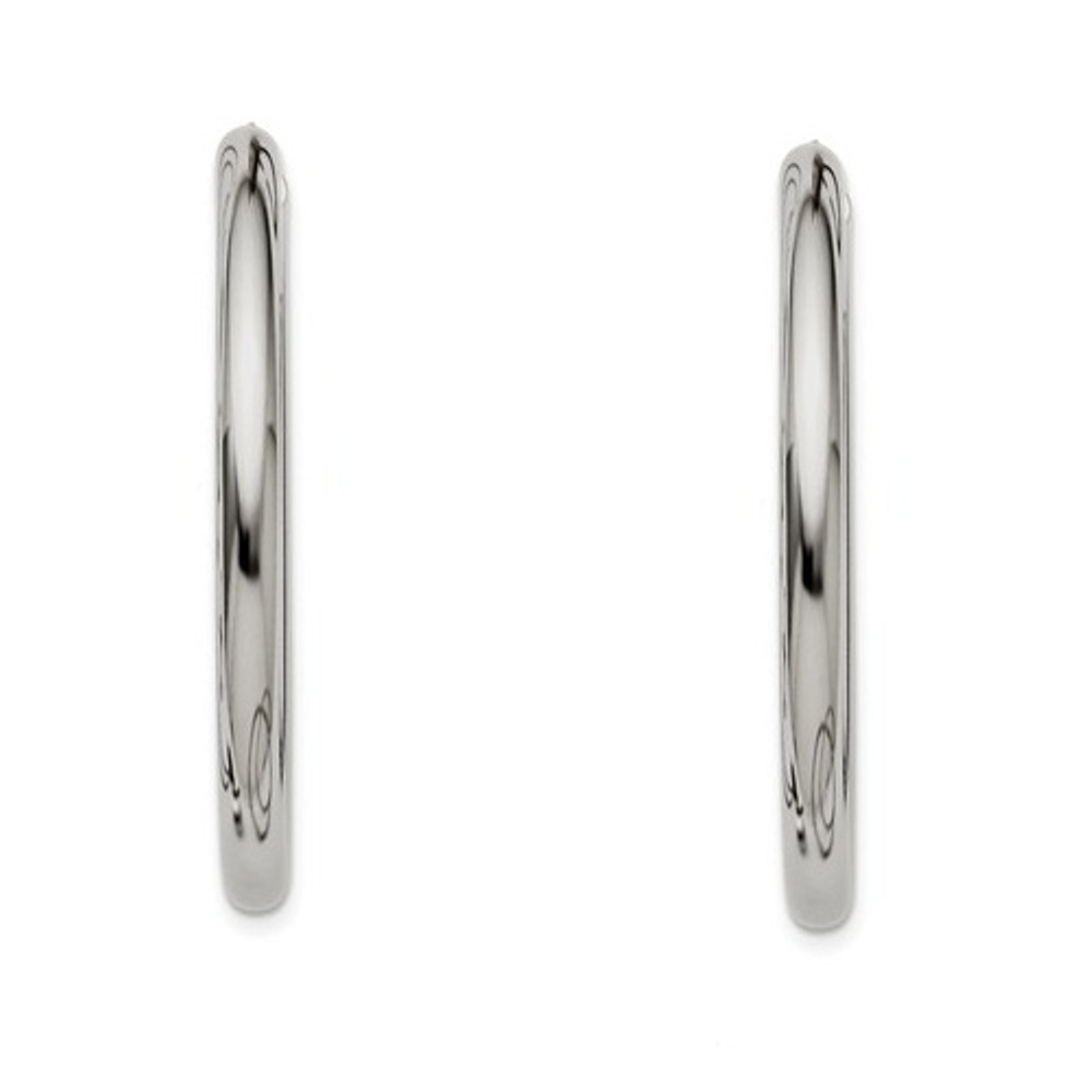 Polished Stainless Steel Hollow Hoop Earrings
