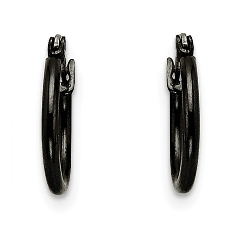 Black IP Plated Stainless Steel Hoop Earrings
