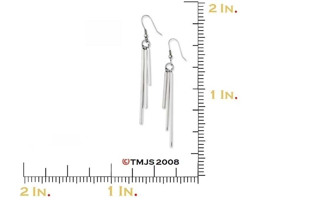 Polished Stainless Steel Fancy Bar Dangle Earrings 