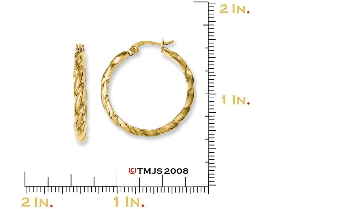 Yellow IP-Plated Stainless Steel and Textured Hoop Earrings