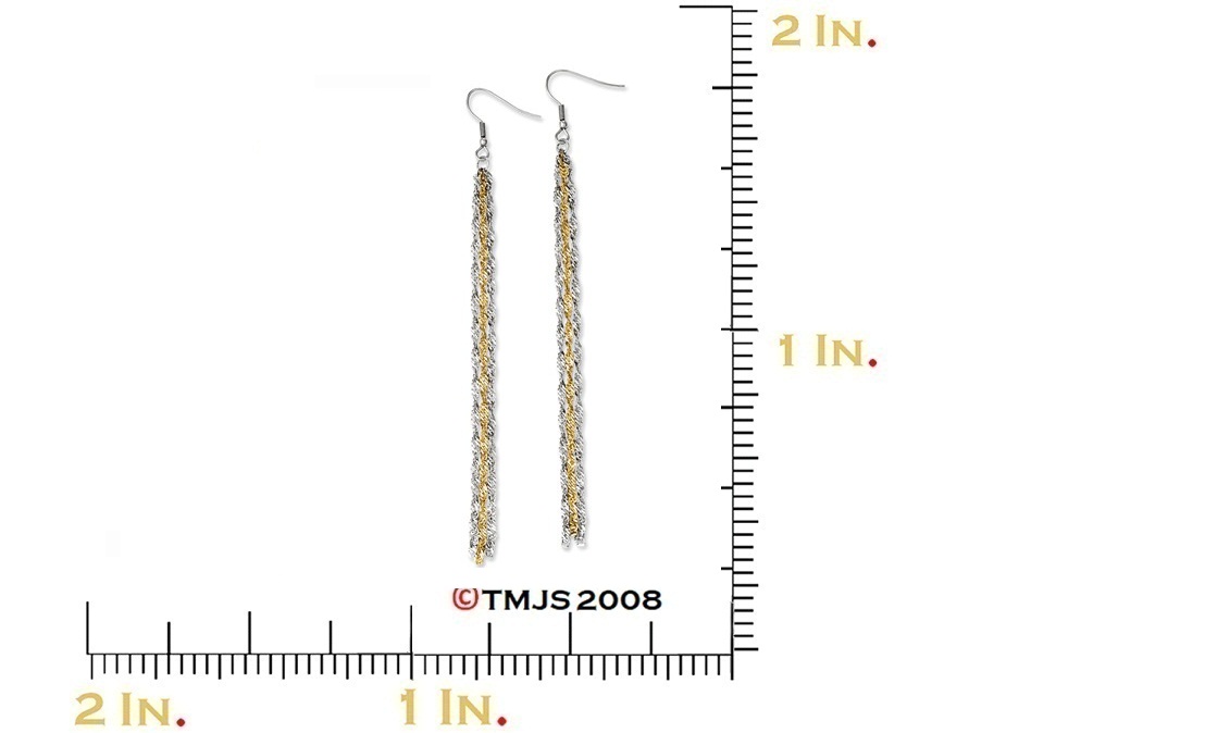 Yellow IP-Plated Polished Stainless Steel Long Dangle Earrings