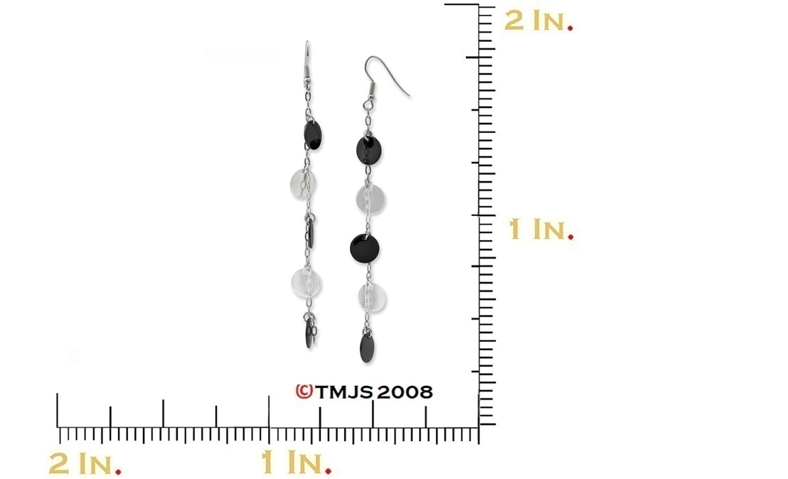 Black IP-Plated Polished Stainless Steel and Discs Dangle Earrings