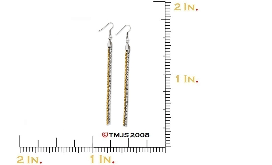Yellow IP-Plated Polished Stainless Steel Multi-Strand Dangle Earrings