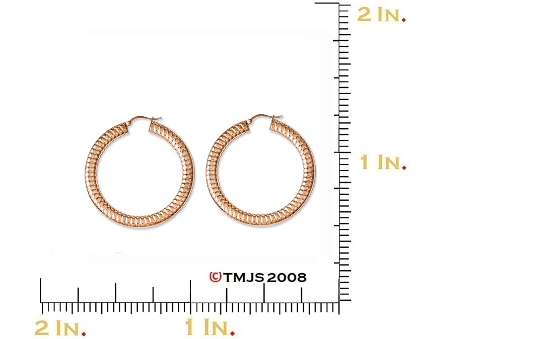 Pink IP-Plated Stainless Steel Textured Hollow Hoop Earrings