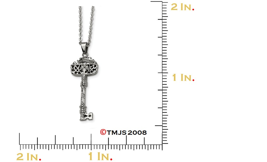 Key Pendant Necklace, Stainless Steel, 22