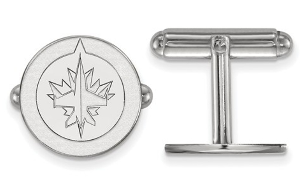 Sterling Silver NHL LogoArt Winnipeg Jets, Round Cuff Links, 15MM