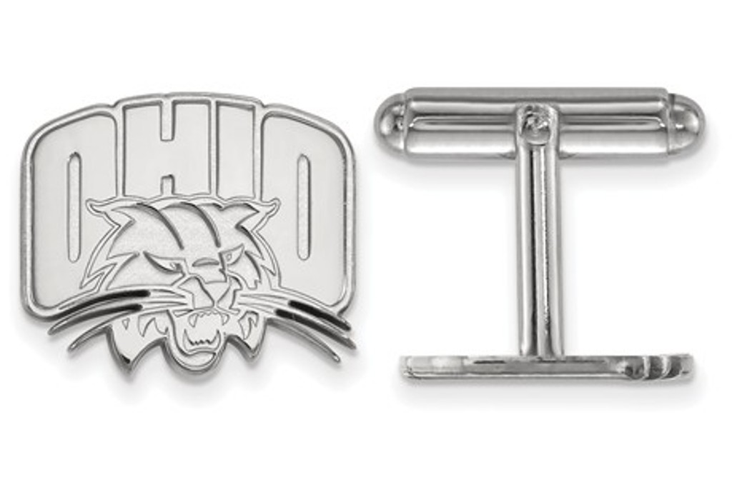 Rhodium-Plated Sterling Silver, LogoArt Ohio University Cuff Links, 15MMX18MM