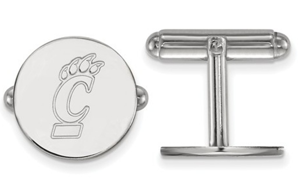 Rhodium-Plated Sterling Silver, LogoArt University Of Cincinnati Cuff Links, 15MM