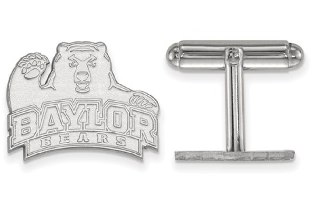 Rhodium-Plated Sterling Silver, LogoArt Baylor University Cuff Links, 17X20MM