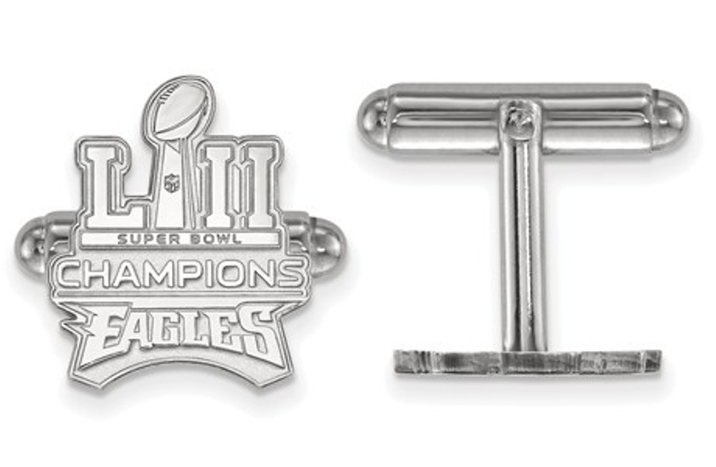 Sterling Silver, LA Philadelphia Eagles Super Bowl LII Trophy Cuff Link
