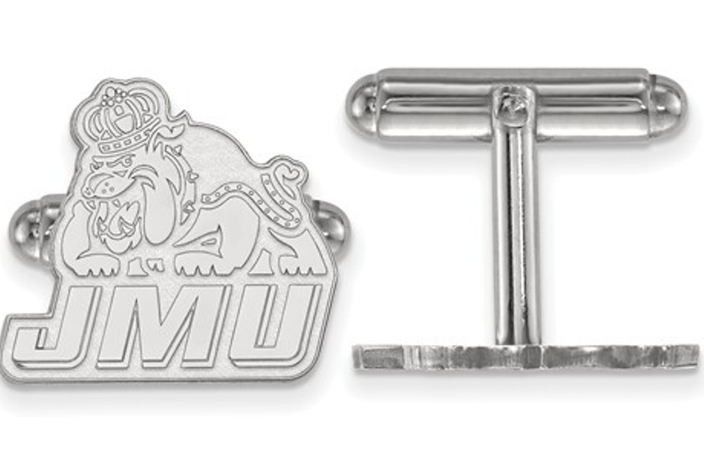 Rhodium - Plated Sterling Silver LogoArt James Madison University, Cuff Links, 15MMX19MM