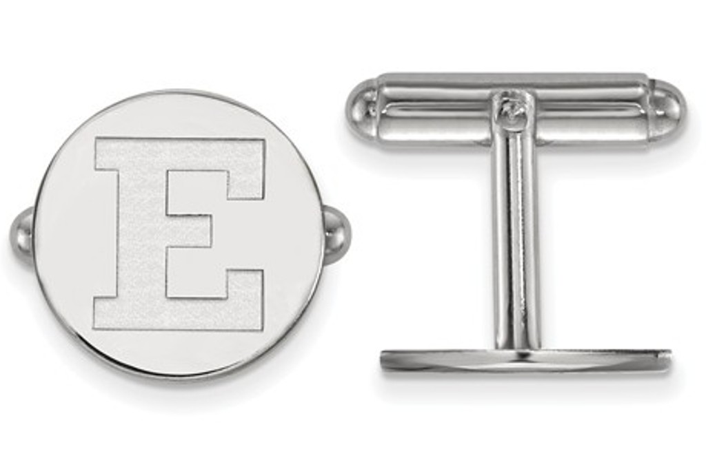 Rhodium- Plated Sterling Silver, LogoArt Eastern Michigan University, Cuff Links, 15MM