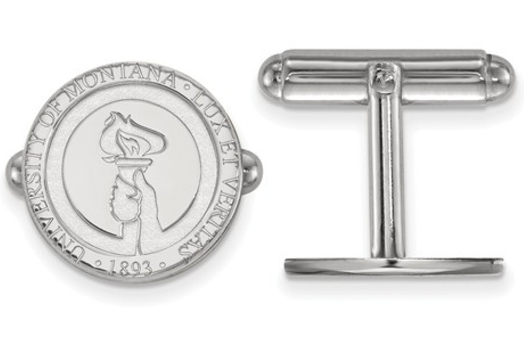 Rhodium- Plated Sterling Silver, LogoArt University of Montana Crest, Cuff Links, 15MM