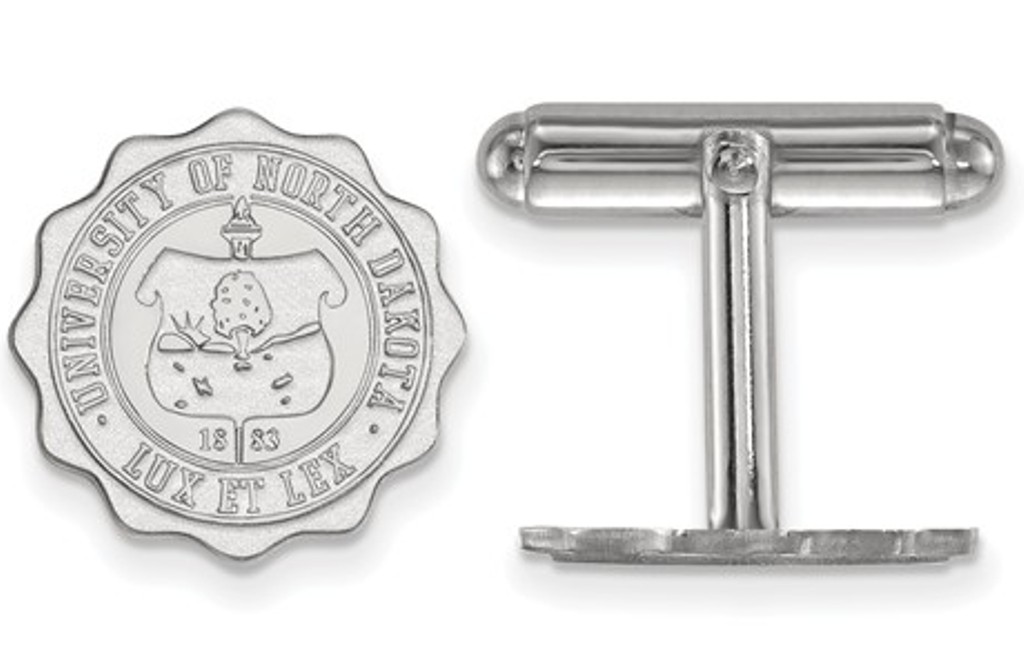 Rhodium- Plated Sterling Silver, LogoArt University of North Dakota Crest, Cuff Links, 15MM