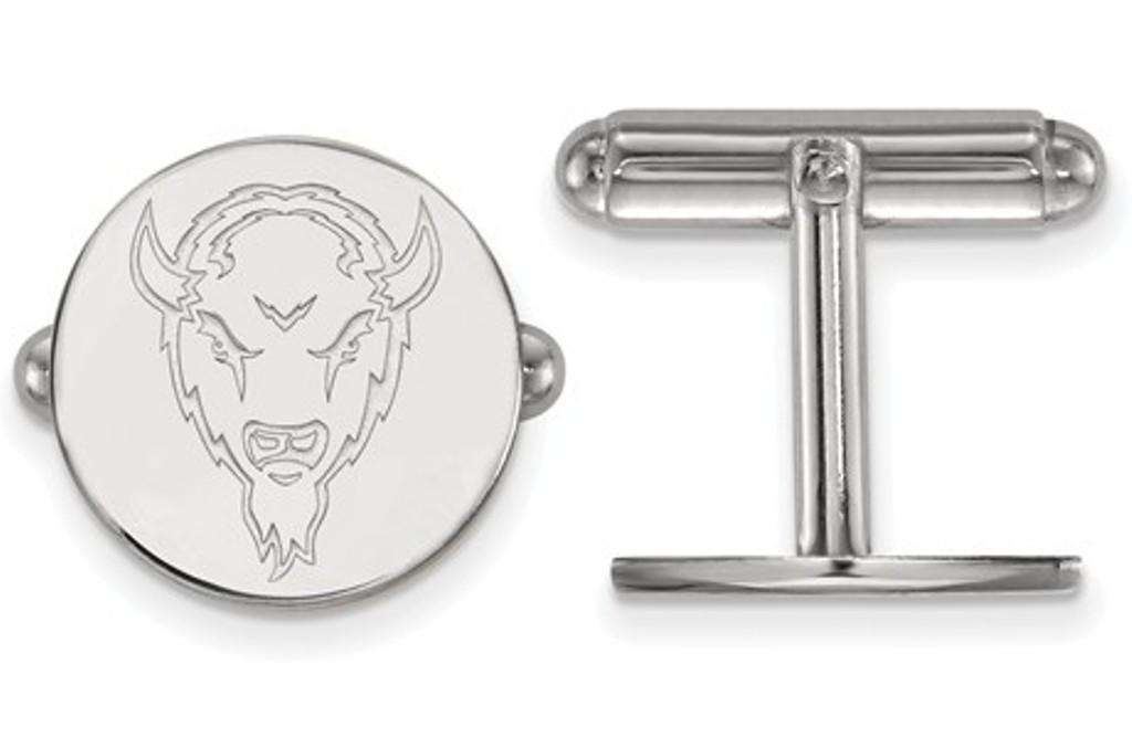 Rhodium - Plated Sterling Silver, Marshall University Bullet Back Cuff Links, 16MM