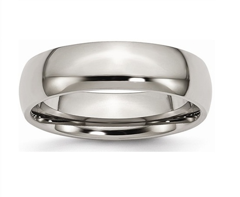 Polished Grey Titanium 6mm Comfort-Fit Domed Wedding Band