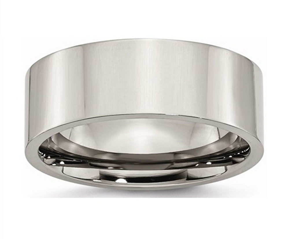 Polished Grey Titanium 8mm Comfort-Fit Flat Wedding Band