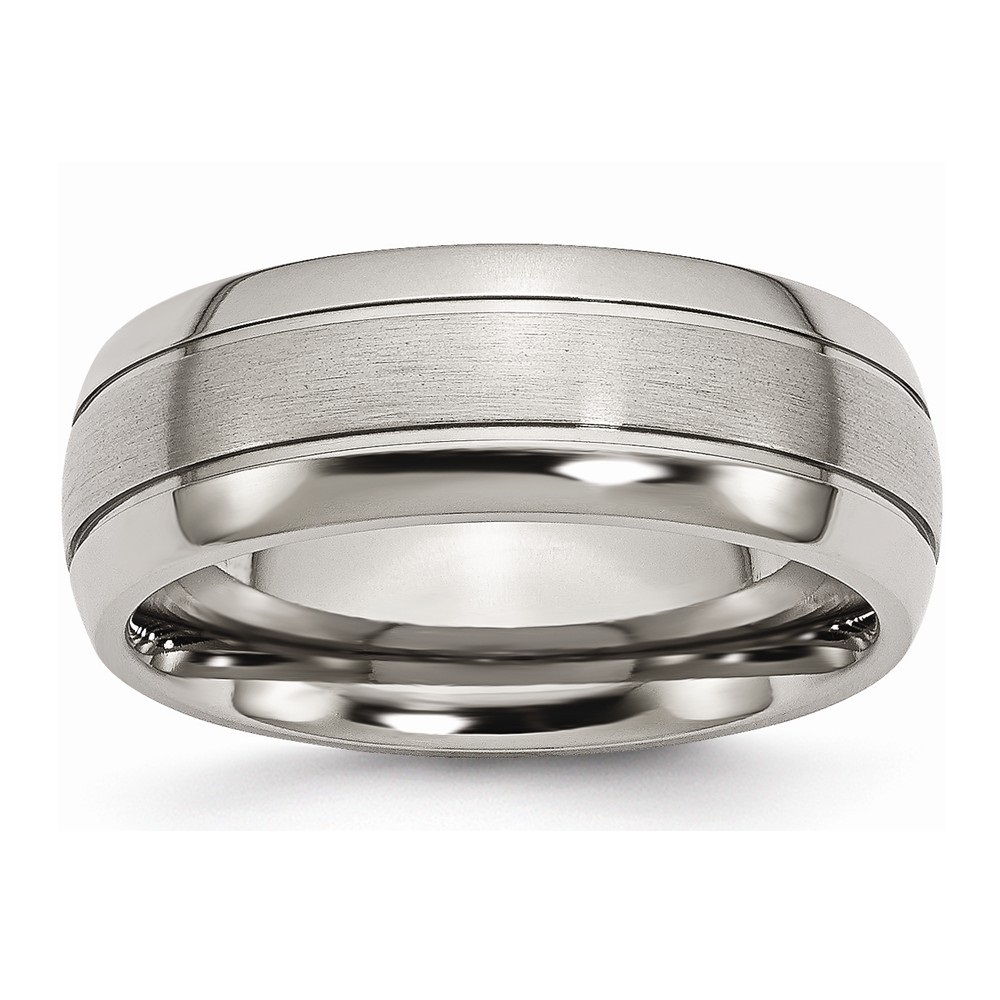 Brushed Grey Titanium Grooved 8mm Comfort-fit Wedding Band
 img title=TB30-10