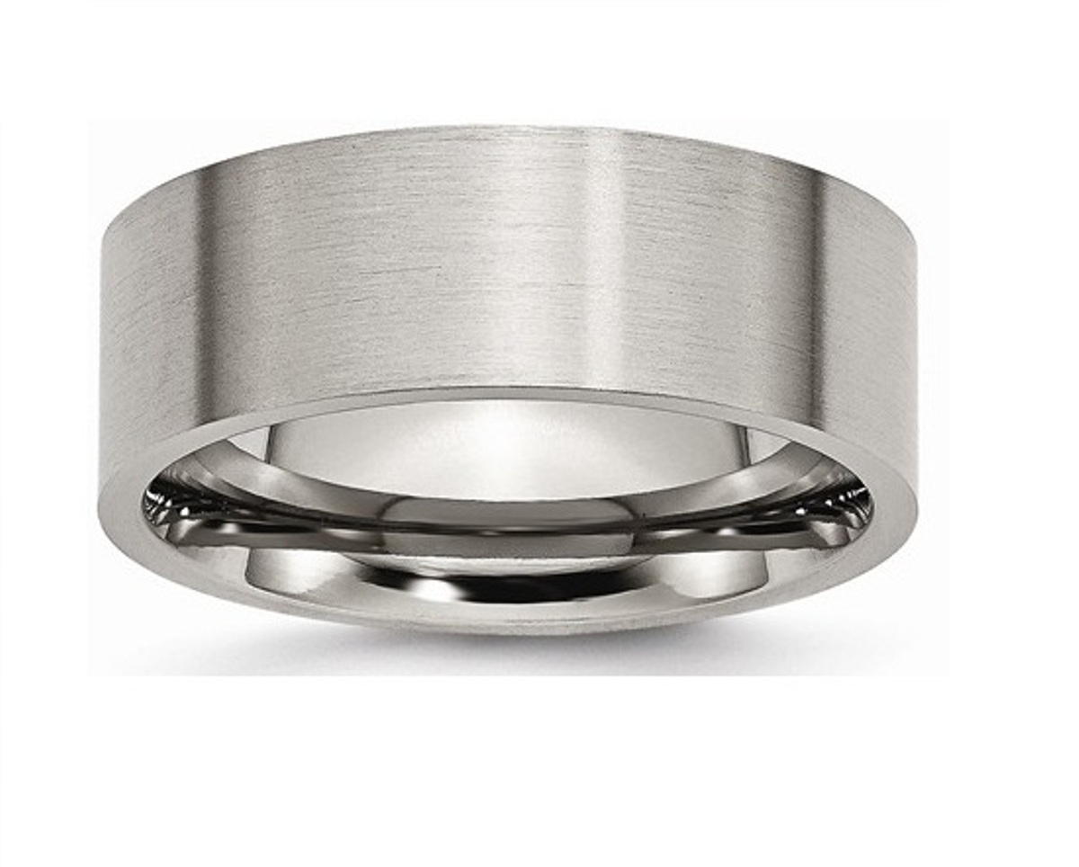 Brushed  Grey Titanium  8mm Flat Comfort-Fit Wedding Band