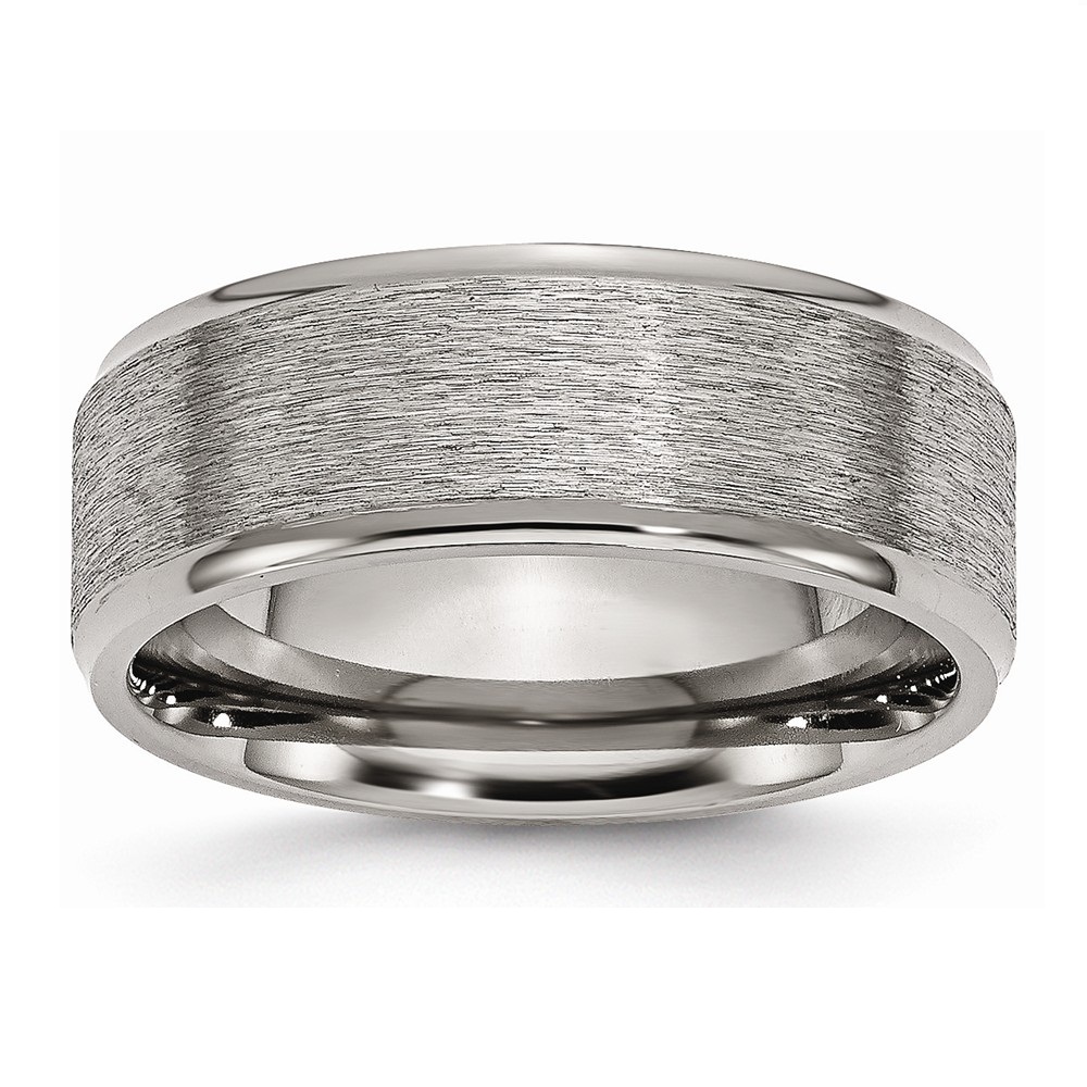 Brushed Grey Titanium Ridged Edge 8mm Comfort-fit Wedding Band
 img title=TB42-10